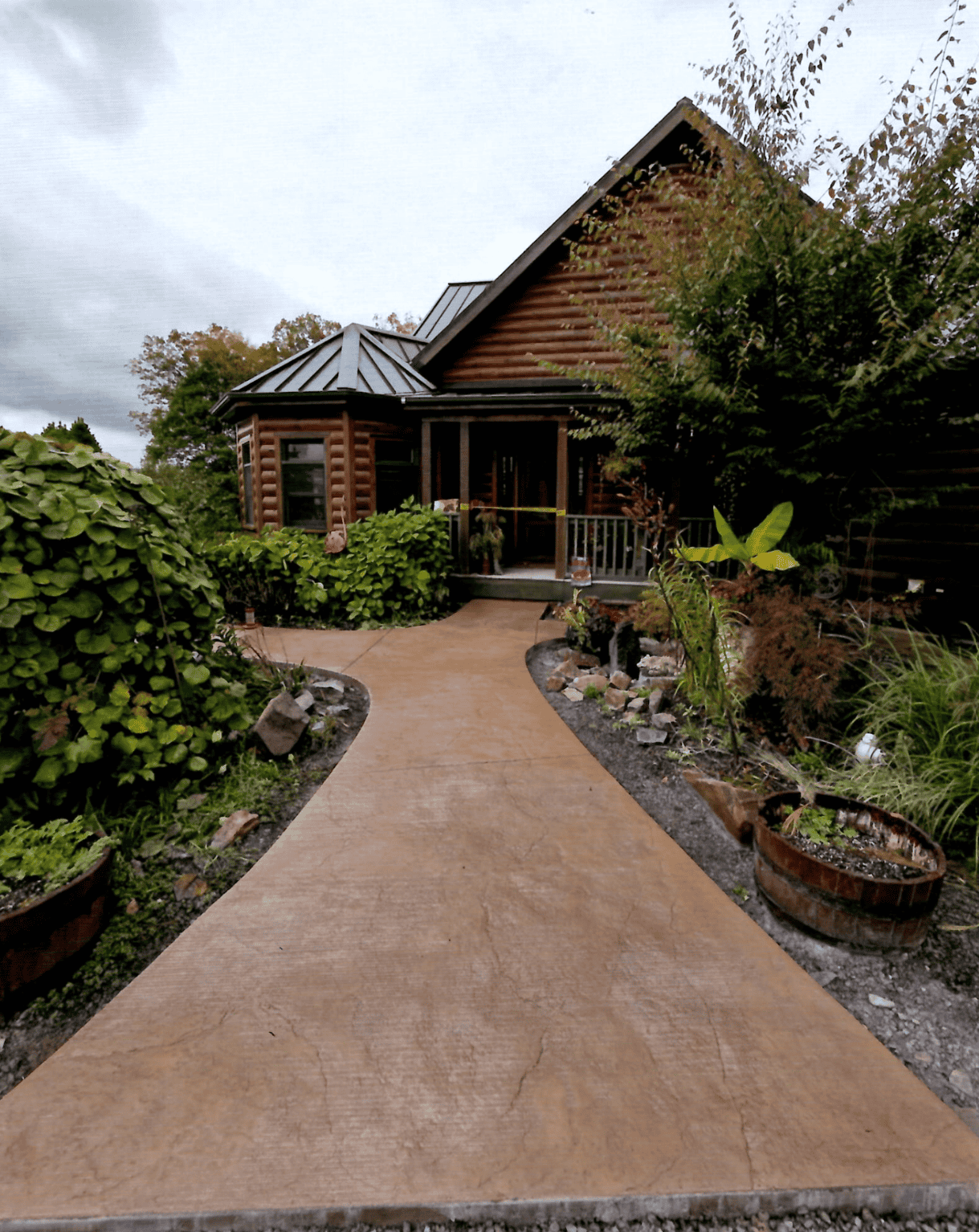 Sunset Concrete Walkway to Cabin