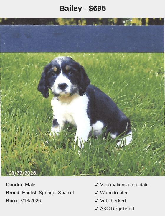 Peaceful Acres Puppies Bailey Card