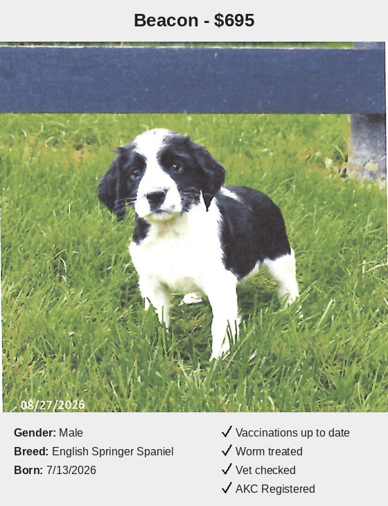 Peaceful Acres Puppies Beacon Card