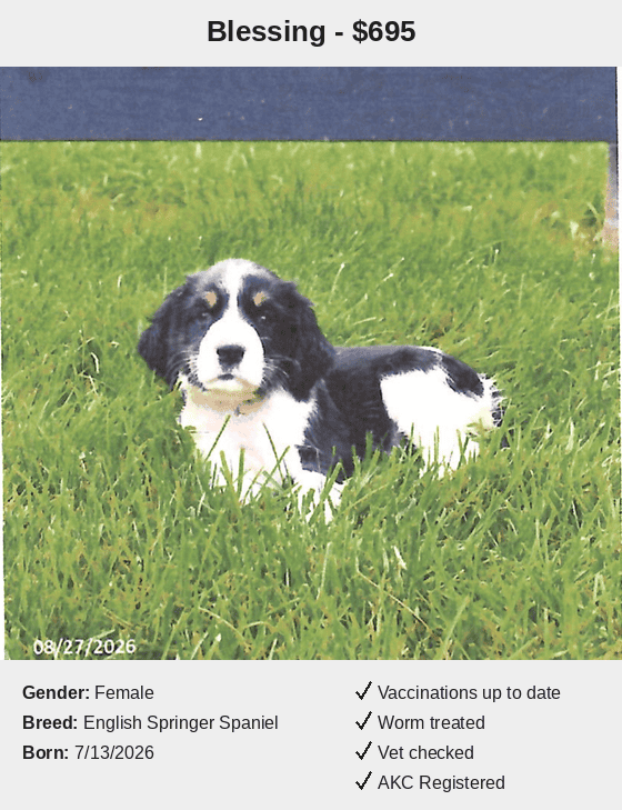 Peaceful Acres Puppies Blessing Card