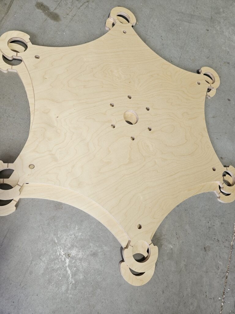 Smucker Patternworks Plywood jig for welding stainless steel tank legs
